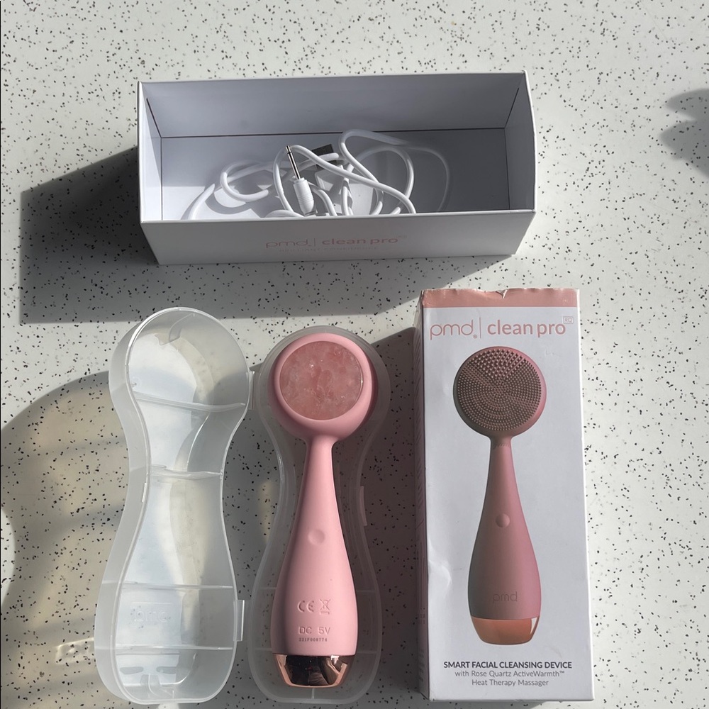PMD Clean Pro Rose Pink Facial Cleansing Device with Travel Case